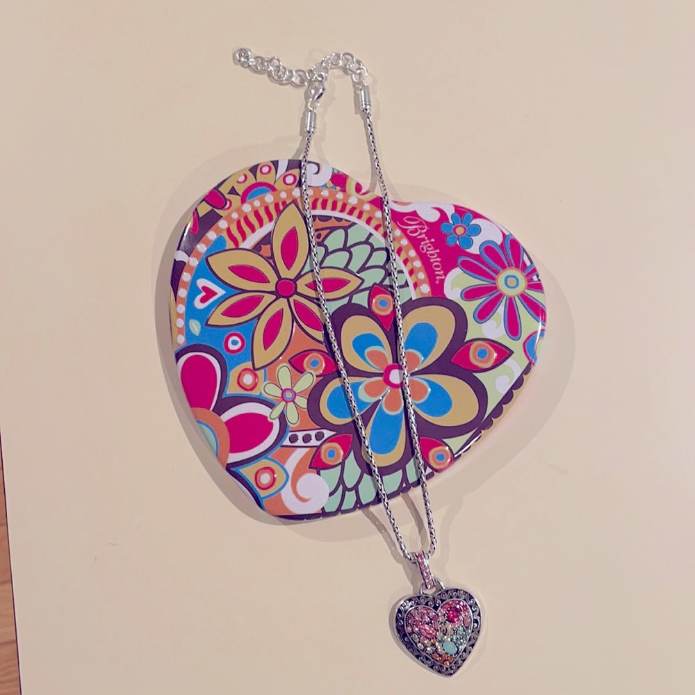 Brighton Crystal Voyage Heart Necklace Multi Color 16 - 18"
